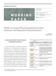 (Working Paper 2020-08) COVID-19: Scale of Those Excluded from Social Protection and Alternative Policy Directions (Working Paper 2020-08) COVID-19: Scale of Those Excluded from Social Protection and Alternative Policy Directions