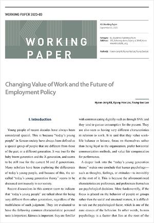 (Working Paper 2023-03) Changing Value of Work and the Future of Employment Policy 